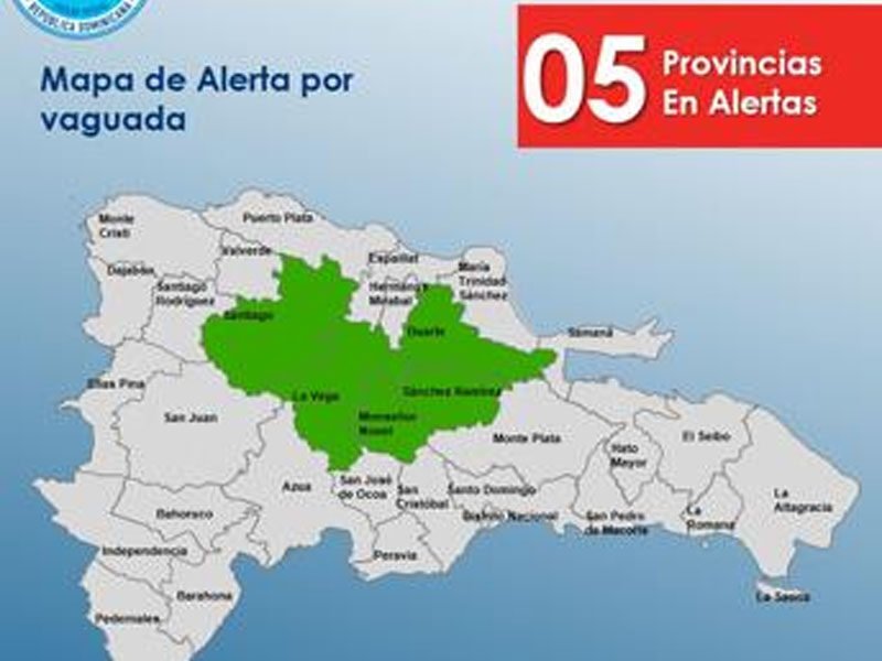 Declaran 5 provincias en alerta verde por incidencia de vaguada