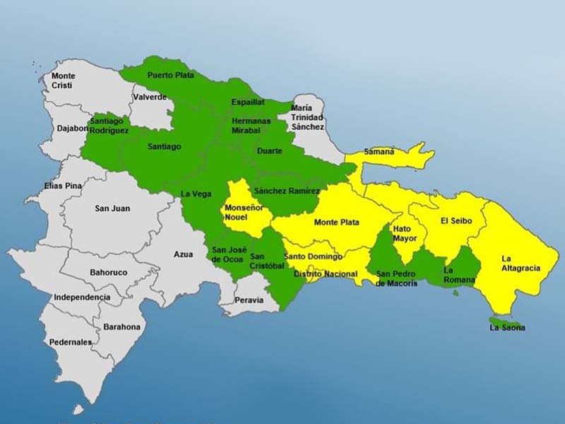 El COE aumenta a 08 las provincias en alerta amarilla y mantiene 12 en verde